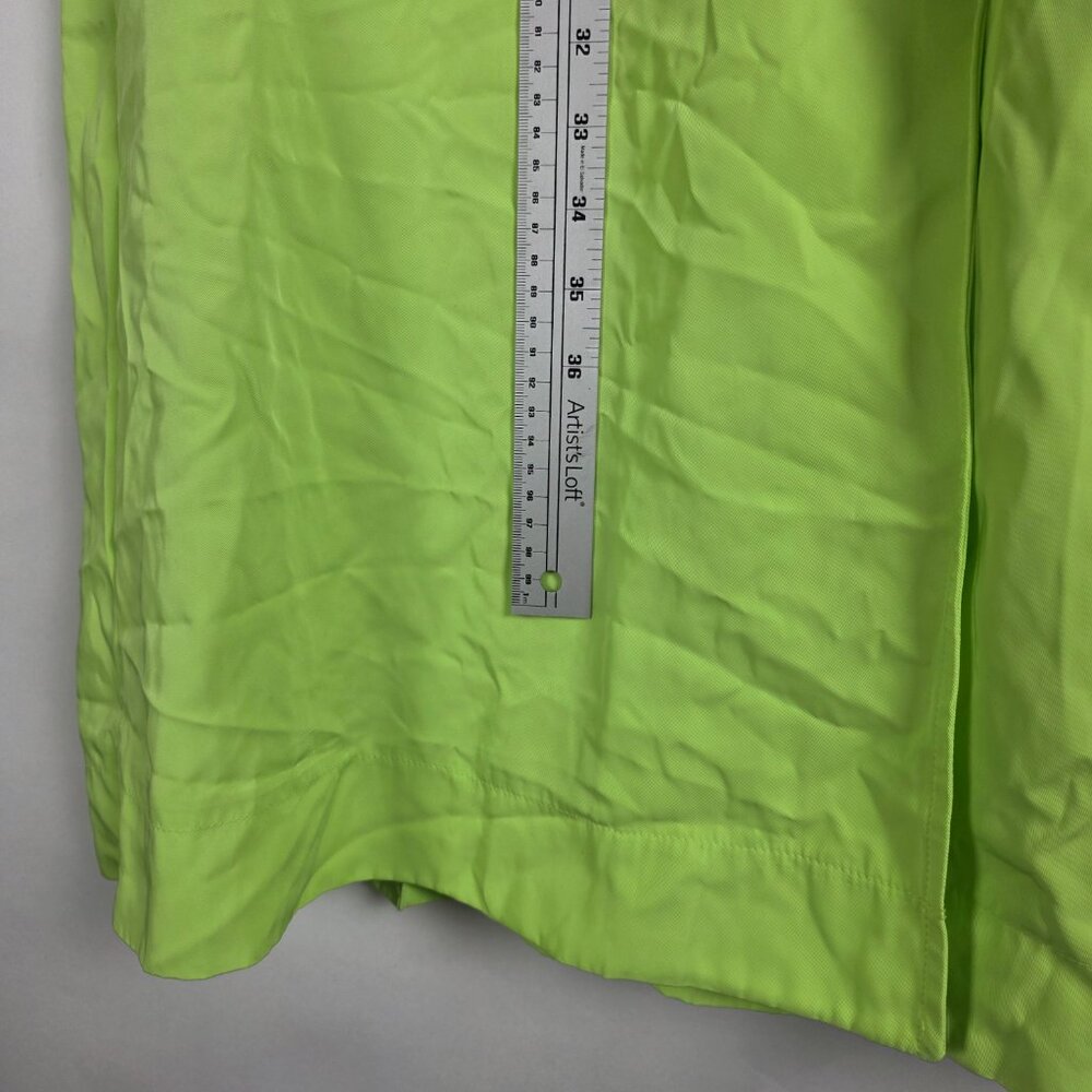 Alfani Pleated NWT Womens PM Petite Medium Long Sleeve Lime Green Trench Coat - Picture 6 of 7